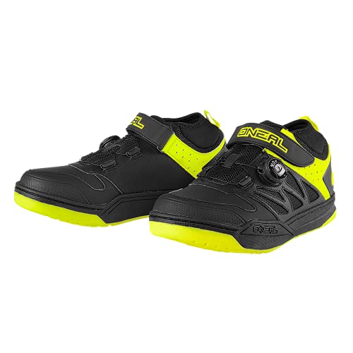 O'NEAL | Zapatilla de Ciclismo | MTB Downhill Freeride | Placa de Pedales SPD Compatible, Sistema de Encaje rápido, Transpirable | Zapatilla SPD de sesión | Adultos | Negro Neón Amarillo | Talla 45