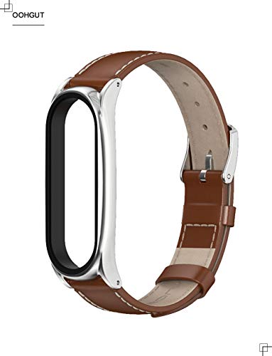 OOHGUT Correa para Xiaomi Mi Band 6, Pulseras Universal MiBand 5/4/3 Cuero Pulsera Piel Correas de Actividad Reloj Milanés Wristband Recambio Bandas de Dermis Recambios con Cierre Band Strap