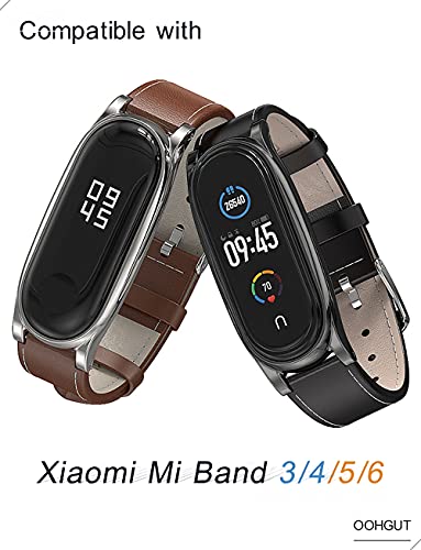 OOHGUT Correa para Xiaomi Mi Band 6, Pulseras Universal MiBand 5/4/3 Cuero Pulsera Piel Correas de Actividad Reloj Milanés Wristband Recambio Bandas de Dermis Recambios con Cierre Band Strap