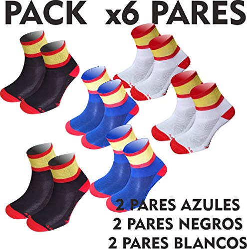 Pack 6 Pares Calcetines España, EKEKO TKS Modelo Vamos¡. Algodon, Hipoalergicos, Suaves y duraderos. (S(35-39))