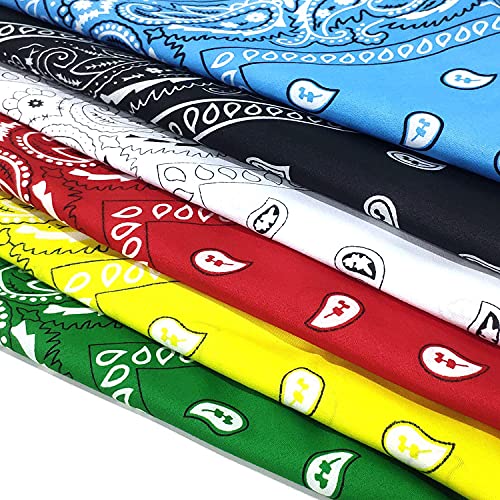 Paisley Bandana Bufanda Bufandas para el cuello Muñequera Pañuelo de anacardo Diseño Pañuelo Novedad Estampado para la cabeza para hombres, mujeres, unisex, adultos y niños, 54 x 54 cm, 6 piezas