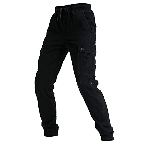 Pantalones De Motocicleta Para Hombre, Pantalones De Ocio Anticaída, Pantalones De Jogging De Carga, Adecuados Para Todas Las Estaciones Con Equipo De Protección * 4 (Negro,S)