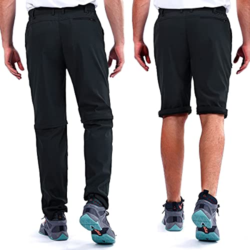 Pantalones de Trekking de Primavera y Verano para Hombres, Pantalón Cortos de Funcionales, Pantalones Escalada al Aire Libre, Senderismo, Montañismo (Negro, M)