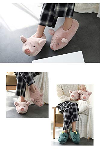 Pantuflas Dinosaurio Cerdo Zapatillas Animales Divertidos Pantuflas Mujer Hombre Invierno casa Pantuflas niños Mayores Felpa cálida Dibujos Animados Adultos Zapatos Algodon (Pink, Numeric_40)