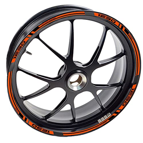 Pegatina 1290 Moto Duke para 2 llanta 1290 Super Duke R Adventure Rueda Cintas Adhesivo Vinilo (Naranja Reflectante)