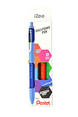 Pentel iZee Bolígrafo BX470 - Boli Retráctil con Cuerpo Mate y Clip Metálico, de Uso muy Cómodo para Escritura Suave, Perfecto para Colegios y Oficinas