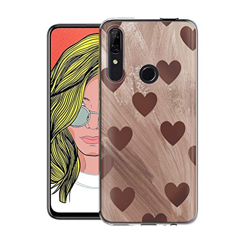 Pnakqil Funda Huawei P Smart Z Transparente Silicona con Dibujos Carcasa Ultra Fina Suave Caso TPU Piel [Antigolpes] Goma Protectora Cover para Huawei P Smart Z /Y9 Prime 2019, Amor marrón