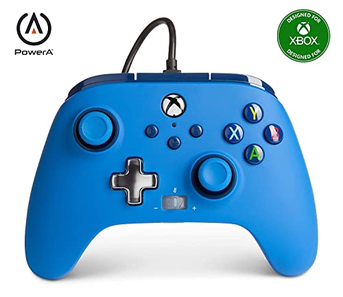 PowerA - Mando con cable mejorado para Xbox Series X y S, color azul