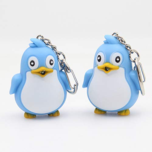 PRETYZOOM Llavero de Pingüino Luz Led con Sonido Animal Llavero Antorcha Bolso Billetera Colgante Colgante Ornamento Pascua Fiesta Favor Regalo 2 Piezas (Azul Cielo)