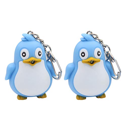 PRETYZOOM Llavero de Pingüino Luz Led con Sonido Animal Llavero Antorcha Bolso Billetera Colgante Colgante Ornamento Pascua Fiesta Favor Regalo 2 Piezas (Azul Cielo)