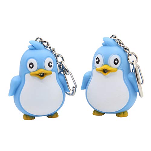 PRETYZOOM Llavero de Pingüino Luz Led con Sonido Animal Llavero Antorcha Bolso Billetera Colgante Colgante Ornamento Pascua Fiesta Favor Regalo 2 Piezas (Azul Cielo)