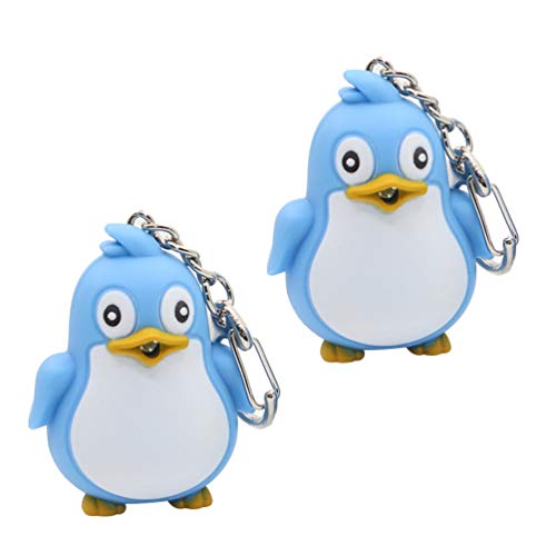 PRETYZOOM Llavero de Pingüino Luz Led con Sonido Animal Llavero Antorcha Bolso Billetera Colgante Colgante Ornamento Pascua Fiesta Favor Regalo 2 Piezas (Azul Cielo)