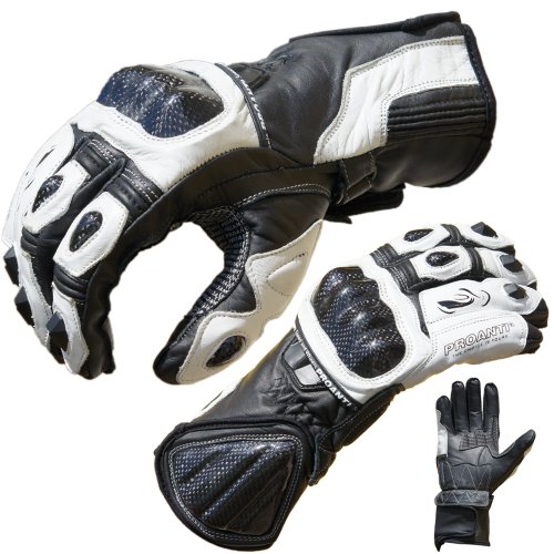 PROANTI Pro Racing - Guantes de piel para motorista, talla M-XL