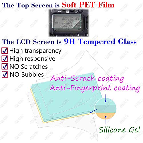 Protector de pantalla para Fujifilm GFX 100 / GFX 100S LCD + PET Top Flim [2+2 unidades], ULBTER 0,3 mm 9H Dureza para Fuji GFX 100 100S Cristal Templado Anti-Scrach Anti-Huellas Anti-Burbujas