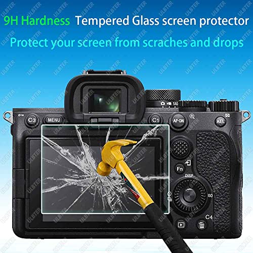 Protector de pantalla para Sony A7 IV Alpha 7 IV y funda para zapata caliente [3+2 paquetes], cubierta de vidrio templado ULBTER 0,3 mm 9H dureza anti-Scrach anti-burbujas