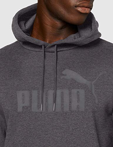 PUMA ESS Hoody FL Big Logo Sudadera, Hombre, Dark Gray Heather, L