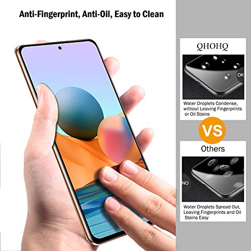 QHOHQ 3 Piezas Protector de Pantalla para Xiaomi Redmi Note 10 Pro/Note 10 Pro MAX con 3 Piezas Protector de Lente de Cámara,Cristal Templado Membrana,Anti-Arañazos - Sin Burbujas - Fácil de Instalar