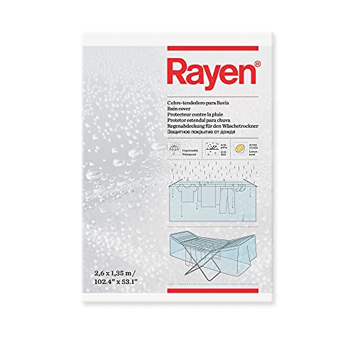 Rayen Cubre Impermeable para Lluvia tendedero Funda Antipolvo con Aroma a limón | Dimensiones: 260 x 135 cm, Polietileno, 260 x 200 x 135 cm