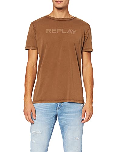 REPLAY M3488 .000.23178G Camiseta, Marrón (728 Cigar), L para Hombre