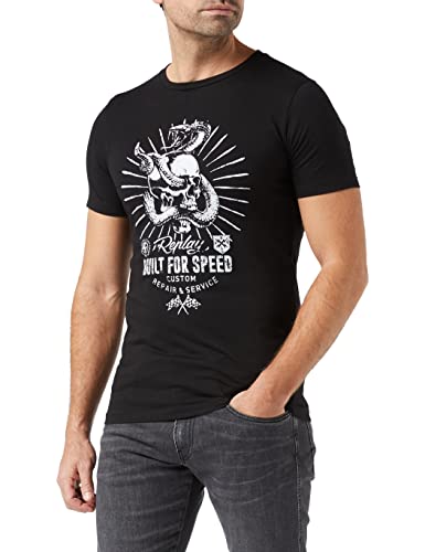 REPLAY M6112B.000.2660 Camiseta, Negro (098 Black), M para Hombre