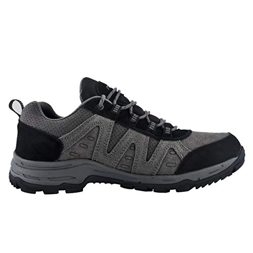 riemot Zapatillas Trekking para Mujer y Hombre, Zapatos de Senderismo Calzado de Montaña Escalada Aire Libre Impermeable Ligero Antideslizantes Zapatillas de Trail Running, Hombre Gris Negro 41 EU