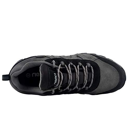 riemot Zapatillas Trekking para Mujer y Hombre, Zapatos de Senderismo Calzado de Montaña Escalada Aire Libre Impermeable Ligero Antideslizantes Zapatillas de Trail Running, Hombre Gris Negro 41 EU