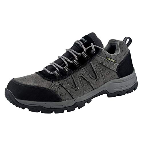 riemot Zapatillas Trekking para Mujer y Hombre, Zapatos de Senderismo Calzado de Montaña Escalada Aire Libre Impermeable Ligero Antideslizantes Zapatillas de Trail Running, Hombre Gris Negro 41 EU