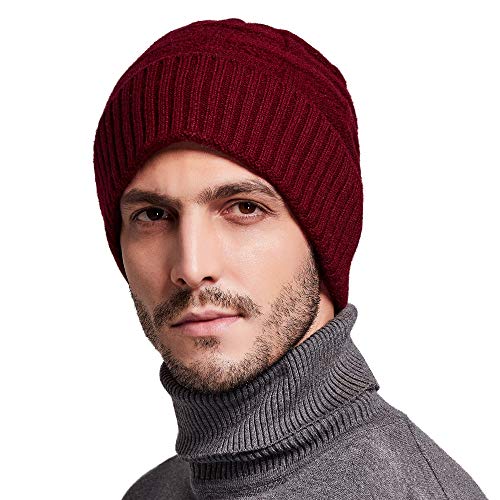 RIONA Gorro de Lana Merino 100% Australiano para Hombres Gorros Ligeros y cálidos con Calavera Gorros