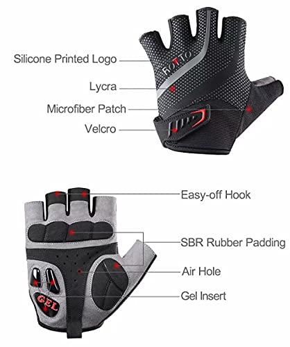 ROTTO Guantes Ciclismo Guantes MTB Medio Dedo para Mujer Hombre con Gel y SBR Acolchado