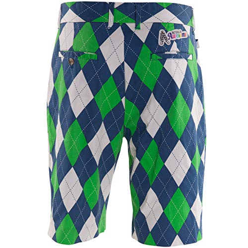 Royal & Awesome - Pantalones Cortos de Golf para Hombre, Hombre, Pantalones Cortos, RSAS3032, Blues On The Green, 32W