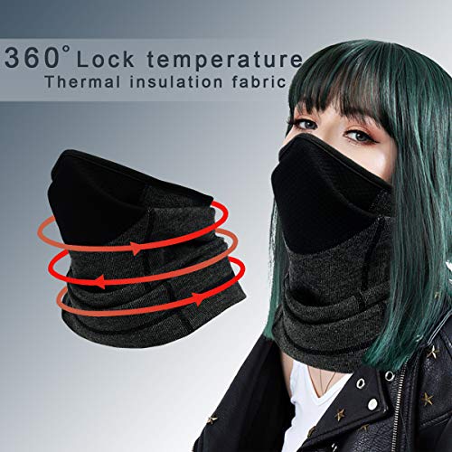 Rumsfel Braga para Cuello, Bufanda Tubular, Unisex Calentador de Cuello - con Boca Malla Transpirable Cómodo Elástico contra Viento Invierno para Motos, Esquí, Senderismo, Ciclismo Etc. (Negro)