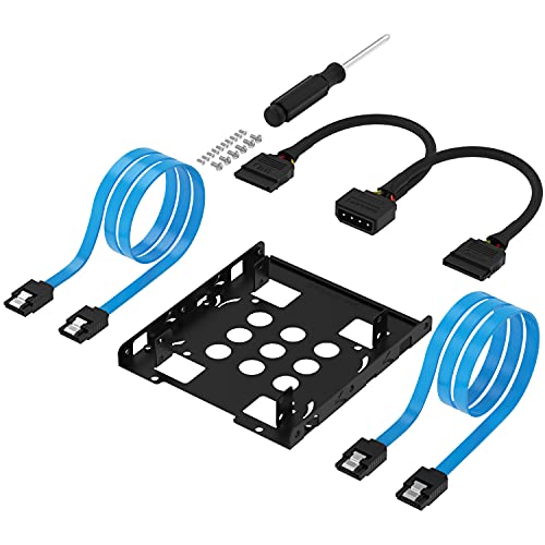 Sabrent Kit de Montaje de Disco Duro Interno 3.5'' a x2 SSD / 2.5'' [Cables eléctricos y SATA incluidos] (BK-HDCC)