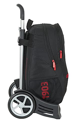 Safta Mochila Espalda Ergonómica con Carro Evolution de Atlético de Madrid Corporativa, 320x160x440 mm, Negro