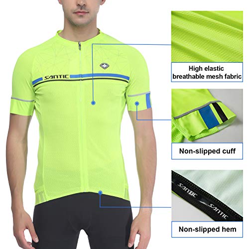 Santic Maillot Ciclismo Hombre Verano Maillot Bicicleta Montaña Bike MTB Camiseta con Mangas Cortas Verde EU XXXL