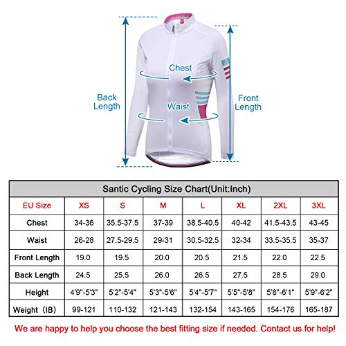 Santic Maillot Ciclismo Mujer Maillot Bicicleta Mujer con Mangas Largas Camiseta Ciclista Maillot MTB con Bolsillos Blanco EU L