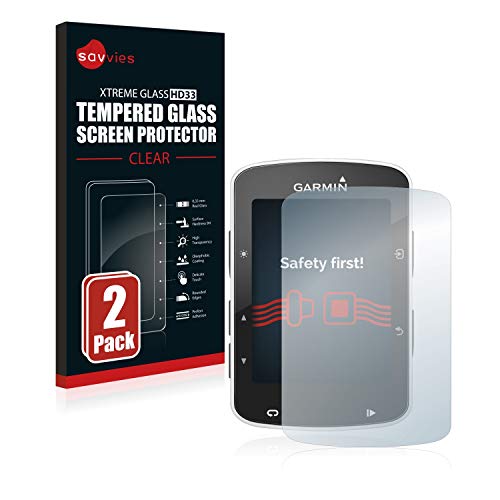 savvies Protector Cristal Templado Compatible con Garmin Edge 820 (2 Unidades) Protector Pantalla Vidrio, Protección 9H, Pelicula Anti-Huellas