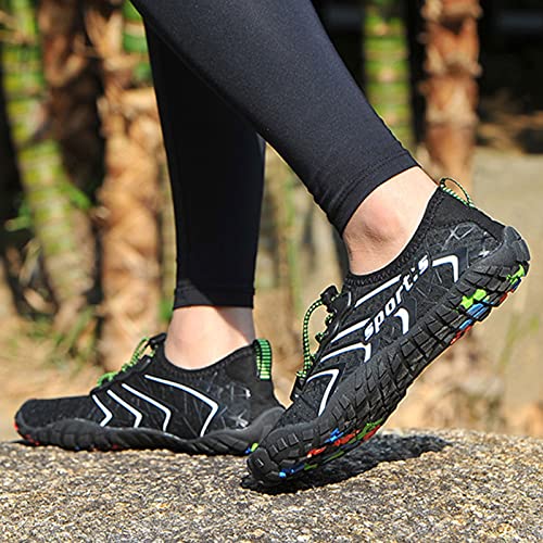 Sebasty Zapatos de Fitness para Yoga en Interiores,Zapatos de Playa para Caminar y Bucear para Hombres y Mujeres al Aire Libre,Zapatos Deportivos para Vadear,Black-43