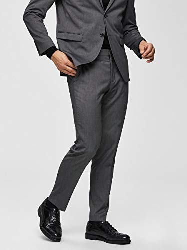 SELECTED HOMME Slhslim-mylologan Dk Gr Struc TRS B Noos Pantalones de Traje, Gris (Dark Grey Melange Dark Grey Melange), 56 (Talla del Fabricante: 54) para Hombre