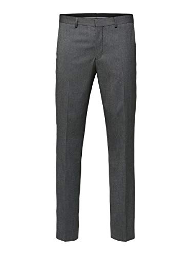 SELECTED HOMME Slhslim-mylologan Dk Gr Struc TRS B Noos Pantalones de Traje, Gris (Dark Grey Melange Dark Grey Melange), 56 (Talla del Fabricante: 54) para Hombre