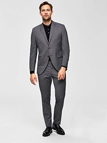 SELECTED HOMME Slhslim-mylologan Dk Gr Struc TRS B Noos Pantalones de Traje, Gris (Dark Grey Melange Dark Grey Melange), 56 (Talla del Fabricante: 54) para Hombre