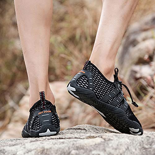 Senderismo Ciclismo Zapatos,Escalada Trekking Zapatillas, Hombres Mujeres Calzado,Antideslizante Slip-on Beach Vadear Zapatillas Zapatillas,Black-39