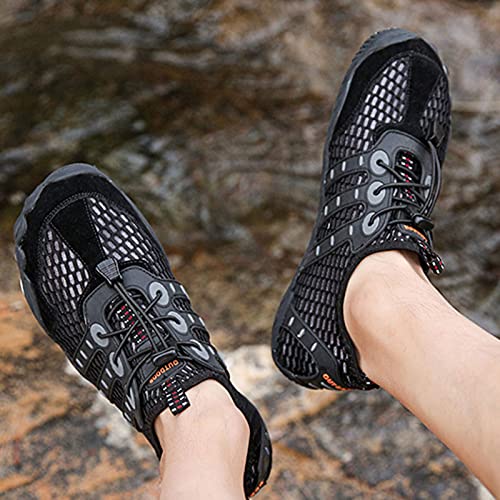 Senderismo Ciclismo Zapatos,Escalada Trekking Zapatillas, Hombres Mujeres Calzado,Antideslizante Slip-on Beach Vadear Zapatillas Zapatillas,Black-39