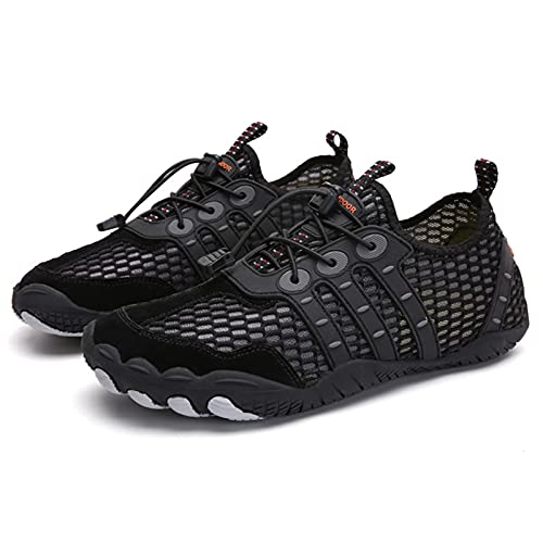 Senderismo Ciclismo Zapatos,Escalada Trekking Zapatillas, Hombres Mujeres Calzado,Antideslizante Slip-on Beach Vadear Zapatillas Zapatillas,Black-39