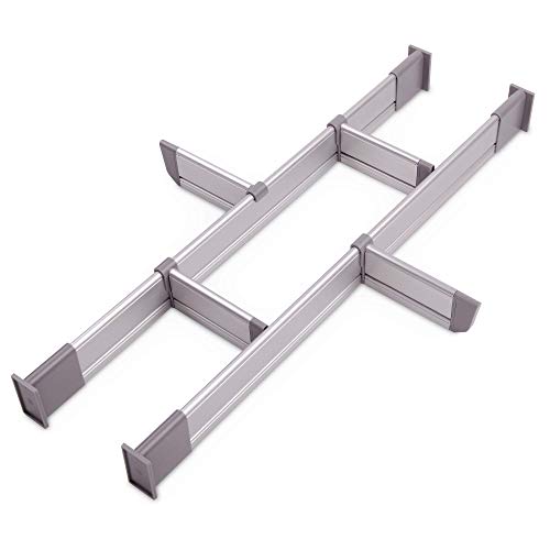 Separadores Ajustables de Cajones de Cocina, Elegante Organizador Modular de Aluminio, Juego de 6 Separadores (Mediano | para Cajones 44,5 cm - 50 cm de largo) de Practical Comfort