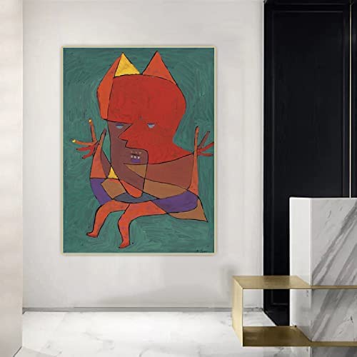 SIDIAN Paul Klee Posters E Impresiones 《Diablo De Fuego》 Lienzo Abstracto Arte De La Pared Pinturas De Gran TamañO Vintage Salon De Estar Decoracion EstéTica Cuadros 60x85cm Sin Marco