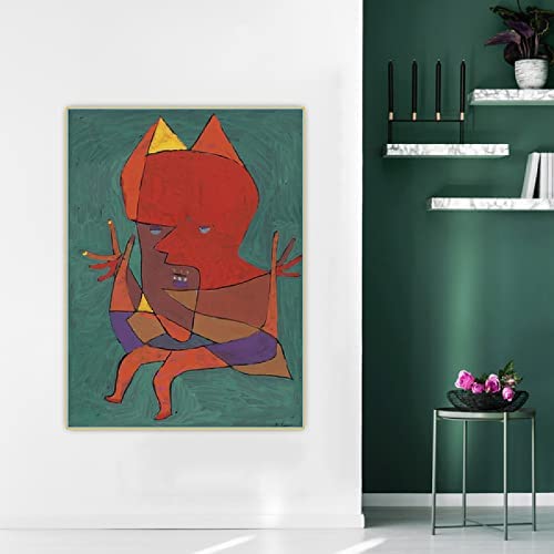 SIDIAN Paul Klee Posters E Impresiones 《Diablo De Fuego》 Lienzo Abstracto Arte De La Pared Pinturas De Gran TamañO Vintage Salon De Estar Decoracion EstéTica Cuadros 60x85cm Sin Marco