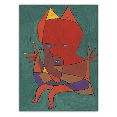 SIDIAN Paul Klee Posters E Impresiones 《Diablo De Fuego》 Lienzo Abstracto Arte De La Pared Pinturas De Gran TamañO Vintage Salon De Estar Decoracion EstéTica Cuadros 60x85cm Sin Marco