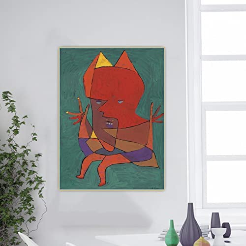 SIDIAN Paul Klee Posters E Impresiones 《Diablo De Fuego》 Lienzo Abstracto Arte De La Pared Pinturas De Gran TamañO Vintage Salon De Estar Decoracion EstéTica Cuadros 60x85cm Sin Marco