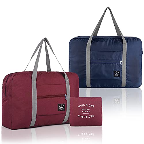 SITAKE 2 Piezas Bolsa de Viaje Plegable, Bolsas Mano Ligeras E Impermeables, Adecuadas para Pasar La Noche, Vacaciones, Compras, Fines De Semana, Excursiones, Gimnasio