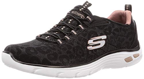 Skechers Empire D'Lux-Spotted, Zapatillas Mujer, Negro (BKRG Black Mesh/Rose Gold Trim), 38 EU